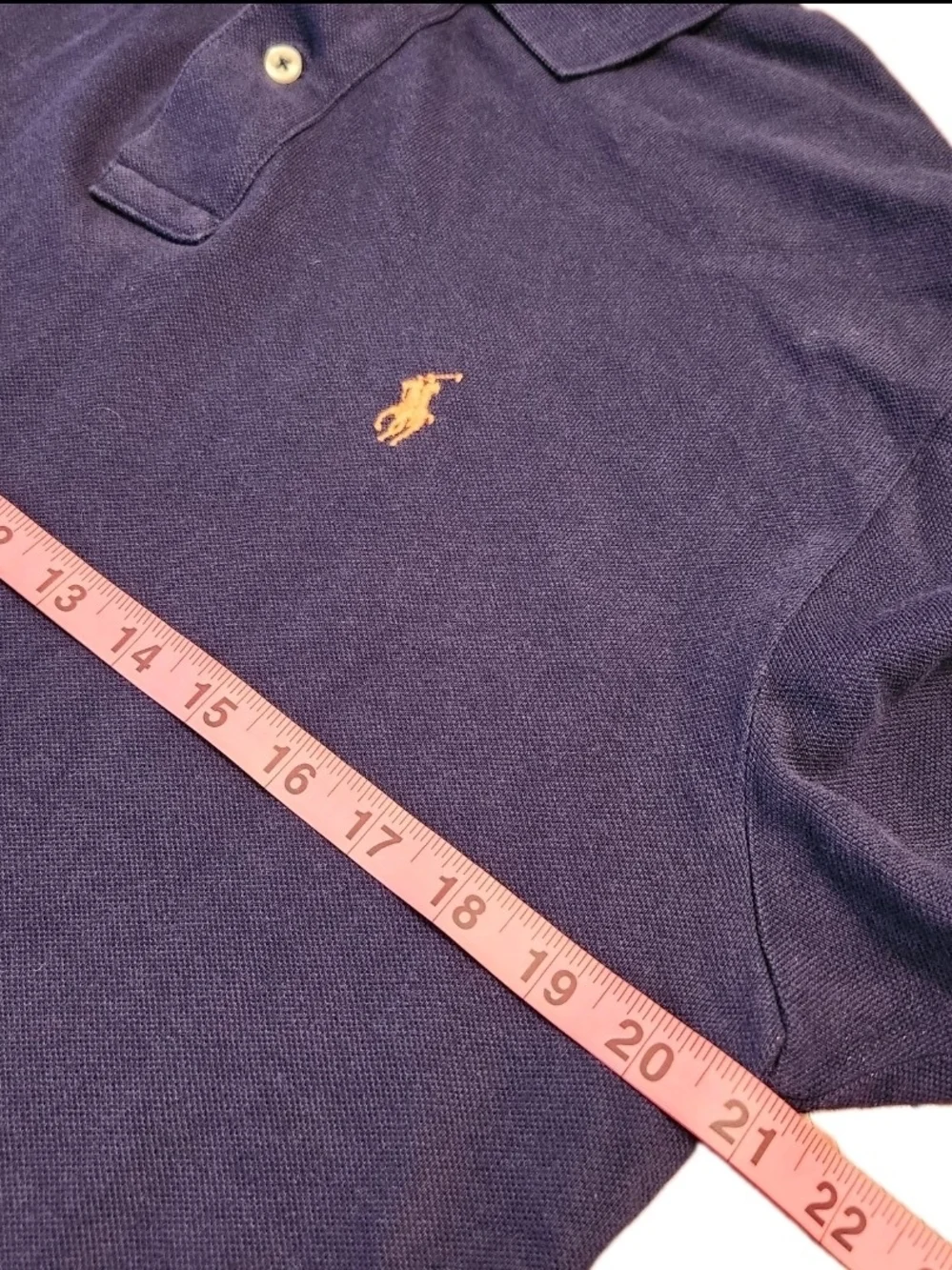 Polo Ralph Lauren Men Size M Navy Short-Sleeve Cotton Shirt Orange Pony Classic
